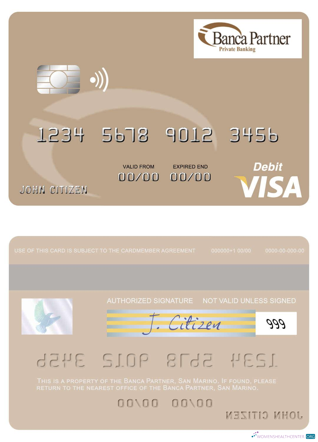 Download San Marino Banca Partner visa debit card Photoshop template